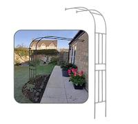 Arcade de Roses Demi-Ronde Murale en Métal, Arche Décorative pour Jardin et Patio, Support Treillis pour Plantes Grimpantes, Pergola Extérieure Résistante, Noir/Blanc(Blanc,W60XH240cm)