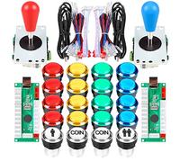 Arcade Kits 2 Player Classique Arcade DIY USB Encoder to PC Joystick Games + 2x Rocker 5Pin + 16x 30mm 5V LED Push Buttons 1 + 2 Players Coin Buttons For Raspberry Pi 1 2 3 3B Mame Fighting Stick