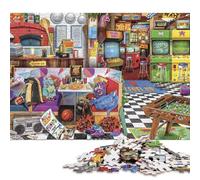Arcade Pizza Parlor Puzzles en Bois 1000 Pièces pour Adultes Cadeaux d'anniversaire pour Jeux Éducatifs Jeu De Défi Familial Décoration Intérieure Tueur Ennuyeux 1000pcs (75x50cm)