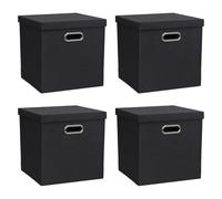 ArcaGuru Boîte de Rangement avec Couvercle, Boîte de Rangement Pliable pour Placard, Étagères, Maison, Bureau, Chambre à Coucher, 30.5 x 30.5 x 30.5 cm, 4 paquets, Noir