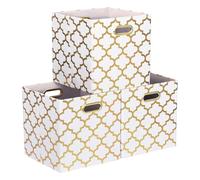 ArcaGuru Lot de 3 cubes de rangement pliables en tissu pour étagères, placard, armoire, bibliothèque, armoire (33 x 33 x 33 cm, blanc)