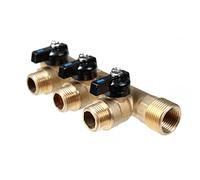 Arcanaute - Collecteur sanitaire avec mini-vannes - Collecteur mâle 3/4" (20/27) - femelle 1/2" (15/21) avec mini-vannes monobloc 3 départs mâle 1/2" (15/21) -