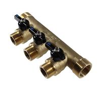 Arcanaute - Collecteur sanitaire avec mini-vannes - Collecteur Mini-vanne 1" (26/34) - 3 départs Mâle 3/4" (20/27) -