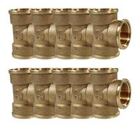 Arcanaute - Raccord laiton à visser - Lot de 10 Tés Laiton Femelle 3/4" (20/27) - Arcanaute