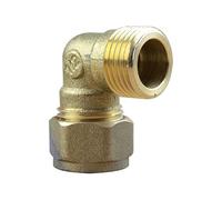 Arcanaute - Raccord laiton bicône - Coude bicone 1/2" (15/21) Mâle - Cuivre Ø14 -