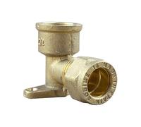 Arcanaute - Raccord laiton bicône - Coude bicone avec base de fixation 1/2" (15/21) Femelle - Cuivre Ø16 -