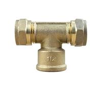 Arcanaute - Raccord laiton bicône - Té bicone 1/2" (15/21) Femelle - Cuivre Ø12 -