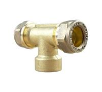 Arcanaute - Raccord laiton bicône - Té bicone 1/2" (15/21) Femelle - Cuivre Ø18 -