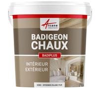 ARCANE INDUSTRIES Badigeon à la Chaux, décoration, intérieure et extérieur, Maison : Badiplus - 20 kg (jusqu'à 100 m²) Mykonos Blanc Pur