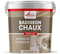 Badigeon à la chaux décoration intérieure extérieur maison BADIPLUS - 2.5 kg (jusqu'à 12.5 m²) Calvi Beige Rosé - ARCANE INDUSTRIES