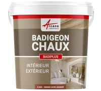 ARCANE INDUSTRIES Badigeon à la Chaux, décoration intérieure, extérieur, Maison : Badiplus - 2.5 kg (jusqu'à 12.5 m²) Sienne - Ocre Orangé