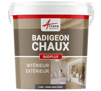 Badigeon à la chaux décoration intérieure extérieur maison BADIPLUS - 2.5 kg (jusqu'à 12.5 m²) Gênes - Gris Foncé - ARCANE INDUSTRIES