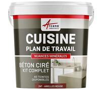 ARCANE INDUSTRIES Béton ciré Cuisine, Plan de Travail, crédence, évier Sol et Mur revêtement Mural décoratif kit Complet - 2 m² (en 2 Couches) Airelles Rouge