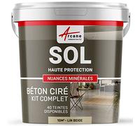 ARCANE INDUSTRIES Béton ciré Sol en kit, Primaire et Vernis de Finition Inclus - 10 m² (en 2 Couches) Lin Beige