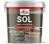 ARCANE INDUSTRIES Béton ciré Sol en kit, Primaire et Vernis de Finition Inclus - 2 m² (en 2 Couches) Chartreux - Gris