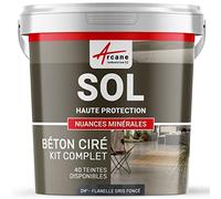 ARCANE INDUSTRIES Béton ciré Sol en kit, Primaire et Vernis de Finition Inclus - 2 m² (en 2 Couches) Flanelle Gris Foncé