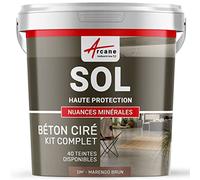 ARCANE INDUSTRIES Béton ciré Sol en kit, Primaire et Vernis de Finition Inclus - 5 m² (en 2 Couches) Marengo Brun