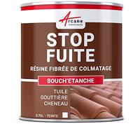 BOUCHETANCHE - Peinture fibrée de colmatage fuite réparation étanchéité tuile gouttière cheneau trou fissure Blanc 0.75L