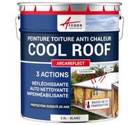 ARCANE INDUSTRIES Cool Roof, Peinture toiture Blanche et réfléchissante, Anti Chaleur et Auto nettoyante : Arcareflect - 2.5 L Blanc