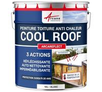 ARCANE INDUSTRIES Cool Roof, Peinture toiture, Blanche, réfléchissante, Anti Chaleur, Auto nettoyante : Arcareflect - 10 L Blanc