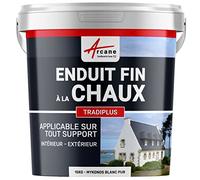ARCANE INDUSTRIES Enduit Fin à la Chaux, décoration, intérieure, extérieur, Maison : Tradiplus - 15 kg (jusqu'à 14 m²) Mykonos Blanc Pur