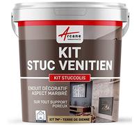 ARCANE INDUSTRIES Kit stuc venitien, Enduit Stucco, spatulable, décoratif, kit, stuccolis - 7 m² Terre De Sienne