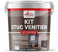 ARCANE INDUSTRIES Kit stuc venitien, Enduit Stucco, spatulable, décoratif, kit, stuccolis - kit jusqu'à 7 m² Gris Graphite