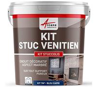 ARCANE INDUSTRIES Kit stuc venitien, Enduit Stucco, spatulable, décoratif, kit, stuccolis - kit jusqu'à 7 m² Bleu Capri