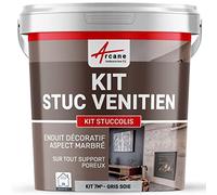 ARCANE INDUSTRIES Kit stuc venitien, Enduit Stucco, spatulable, décoratif, kit, stuccolis - kit jusqu'à 7 m² Gris Soie
