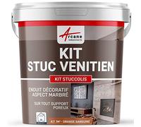 ARCANE INDUSTRIES Kit stuc venitien, Enduit Stucco, spatulable, décoratif, kit, stuccolis - kit jusqu'à 7 m² Orange Sanguine