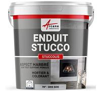 ARCANE INDUSTRIES Mortier et Teinte, stuc, sans Primaire, ni Finition : Stuccolis - kit jusqu'à 7 m² Gris Soie