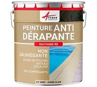 ARCANE INDUSTRIES Peinture antidérapante Sol extérieur, escalier, Bateau, carrelage, béton, Bois, métal : Solthane RD - 30 kg Ivoire Clair - RAL 1015