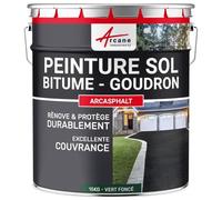 Peinture bitume goudron asphalte macadam résine sol extérieur béton enrobé rénov décoration ARCASPHALT Vert foncé 15 Kg jusqu a 30m2 pour 2 couches