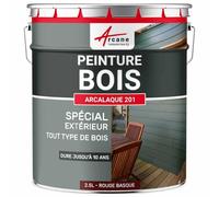 ARCANE INDUSTRIES Peinture Bois extérieur, Peinture portails, bardage, abri et mobilier de Jardin... : Arcalaque 201-2.5 L Rouge Basque - Proche RAL 3011