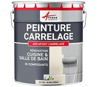 Peinture Carrelage Cuisine & Salle De Bain - Résine Bi-composante Arcapoxy Carrelage - Kit 1 Kg Jusqu'à 10 M² Pour 2 Couches Ral 9001 Blanc Crème - Arcane Industries