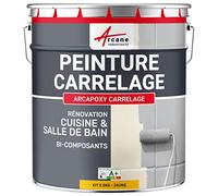 ARCANE INDUSTRIES Peinture carrelage cuisine & salle de bain, résine bi-composante : Arcapoxy carrelage - 2.5 kg (jusqu'à 25 m² en 2 couches) Jaune Signalisation - RAL 1023