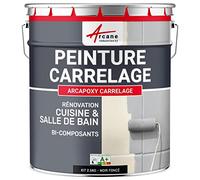 ARCANE INDUSTRIES Peinture carrelage Cuisine & Salle de Bain, résine bi-composante : Arcapoxy carrelage - 2.5 kg (jusqu'à 25 m² en 2 Couches) Noir foncé RAL 9005