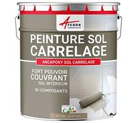 ARCANE INDUSTRIES Peinture carrelage Sol, résine pour recouvrir faïence et Carreaux : Arcapoxy Sol carrelage - 10 kg (jusqu'à 50 m² en 2 Couches) Beige Gris - RAL 1019