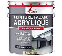 ARCANE INDUSTRIES Peinture Façade - Peinture Hydrofuge Acrylique 14 Couleurs - Dure jusqu'à 15 Ans - 2.5 L (+ ou - 15 m² en 1 Couche) Ton Sable - RAL 085 90 20