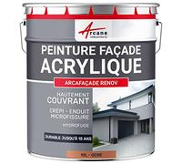 ARCANE INDUSTRIES Peinture Façade - Peinture Hydrofuge Acrylique 14 Couleurs - Dure jusqu'à 15 Ans - 10 L (+ ou - 60 m² en 1 Couche) Ocre - RAL 050 60 40