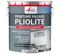 ARCANE INDUSTRIES Peinture façade pliolite pour Mur extérieur, crépi - Peinture Hydrofuge Solvantée - ARCAFACADE PLIOPROTECT - 10 L (+ ou - 80 m² en 1 Couche) Blanc Crème - RAL 9001