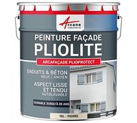 ARCANE INDUSTRIES Peinture façade pliolite pour Mur extérieur, crépi - Peinture Hydrofuge Solvantée - ARCAFACADE PLIOPROTECT - 10 L (+ ou - 80 m² en 1 Couche) Pierre - RAL 090 90 10