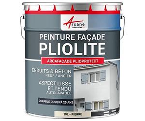 ARCANE INDUSTRIES Peinture façade pliolite pour Mur extérieur, crépi - Peinture Hydrofuge Solvantée - ARCAFACADE PLIOPROTECT - 2.5 L (+ ou - 20 m² en 1 Couche) Blanc Gris - RAL 9002