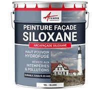 Peinture Facade Siloxane Hydrofuge - Durable jusqu a 15 ans - Rénovation Façade, mur crépi - ARCAFACADE SILOXANE Blanc (Ral 9003) 10L (+ ou - 60m² en 1 couche)