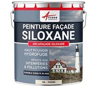 ARCANE INDUSTRIES Peinture Facade Siloxane Hydrofuge - ARCAFACADE SILOXANE - 10 L (+ ou - 60 m² en 1 Couche) Pierre - RAL 090 90 10