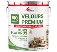 ARCANE INDUSTRIES Peinture Mur et Plafond, Satin, Velours, biosourcée - 10 L (+ ou - 120m² par Couche) Blanc Crème - RAL 9001
