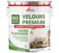 ARCANE INDUSTRIES Peinture Mur et Plafond, Satin, Velours, biosourcée - 2.5 L (+ ou - 30m² par Couche) Blanc