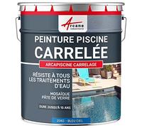 ARCANE INDUSTRIES Peinture piscine carrelage et mosaïque - Polyuréthane aliphatique - 20 kg (jusqu'à 65m² en 2 couches) Bleu Ciel - RAL 5015