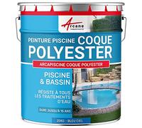 Peinture Piscine Coque Polyester - Peinture hydrofuge / imperméabilisante piscine et bassin Bleu ciel ral 5015 20 kg (jusqu'à 65m² pour 2 couches)