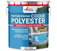 Peinture Piscine Coque Polyester - Peinture hydrofuge / imperméabilisante piscine et bassin Blanc Piscine 20 kg (jusqu'à 65m² pour 2 couches)